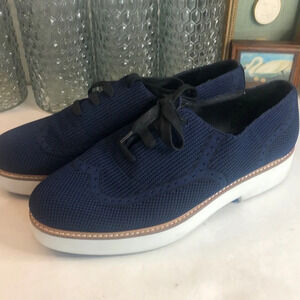 Zara Oxford navy platform shoes sz 41 (10)